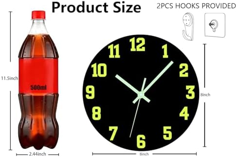 Glow in The Dark Wall Clock, 8 Inch Modern Silent Non Ticking Wall Clocks - Image 3