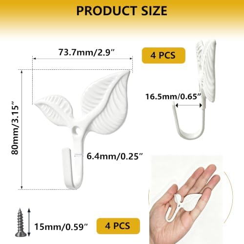 Heavy Duty Vintage Leaf Wall Hooks Set of 4 - Image 2