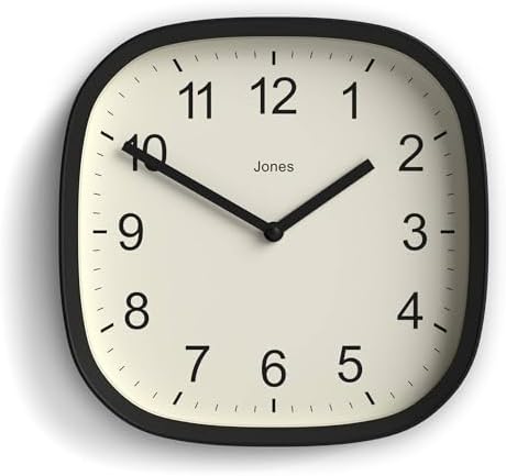 JONES CLOCKS® Sprite wall Clock | Modern Square Clock | 10" | Black by JONESCLOCKS