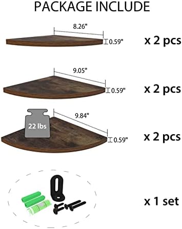 HORLIMER 6 Pack Wall Mount Floating Corner Shelf - Image 3