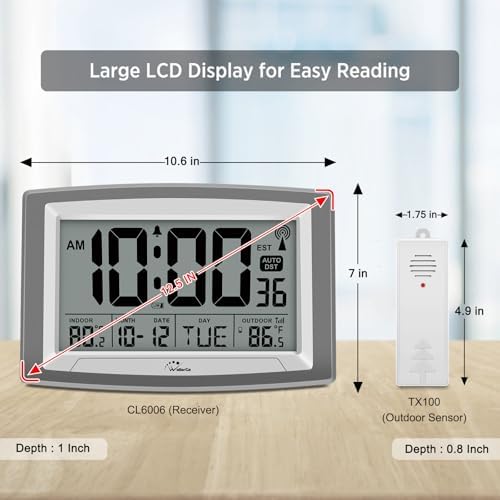 WallarGe Atomic Clock 12.5 Inch Self-Setting Digital Wall Clock - Image 2