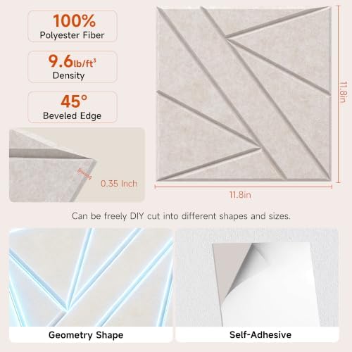 TO-TH Sound Proof Panels Self-Adhesive Acoustic Panel 24 Pack, Light Camel - Image 2