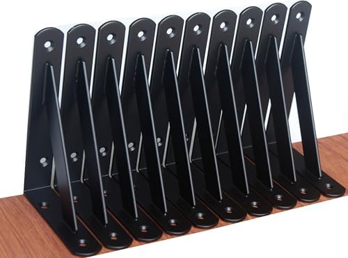 12 Pack L6 x H 4" Black Heavy Duty Shelf Brackets by MHMYDZ