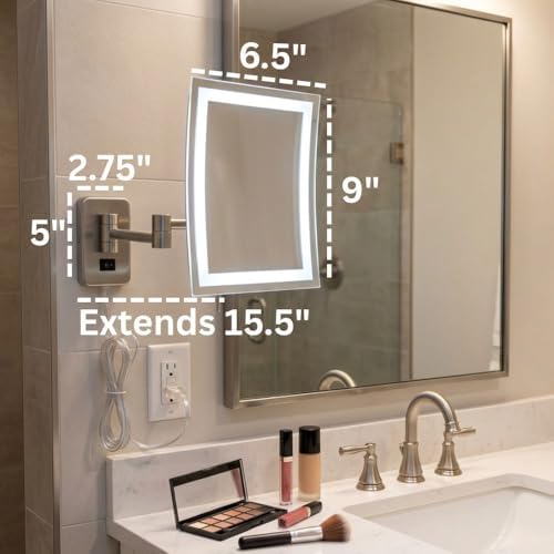 JERDON Lighted Wall-Mount Makeup Mirror - Image 6