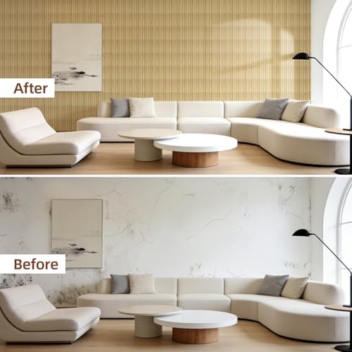 WADILE Peel and Stick Wood Slat Wall Panels 12x12in PVC 10 Pack - Image 3