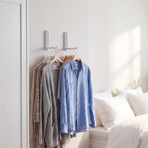 4.33 in Extended Folding Coat Hooks, 2 Pack White Wall Hooks, Zinc Alloy - Image 7
