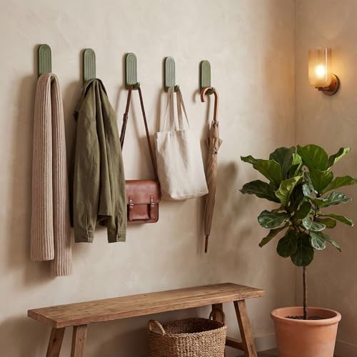 AceOrbit 4 Pcs Sage Green Rainbow Arch Adhesive Wall Hooks Boho Handmade Wooden - Image 2