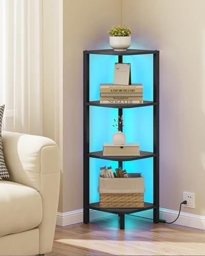 TUTOTAK Corner Shelf, 4-Tier Corner Bookshelf - Image 6