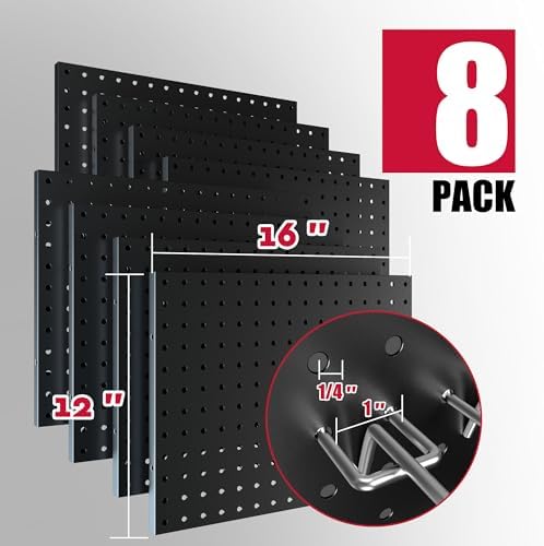 Spampur Peg Board, 8 Pack Metal Pegboard Wall Organizer - Image 3