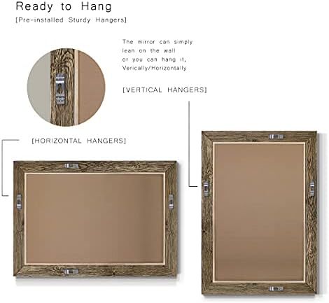 Renditions Gallery Rectangular Dark Room Walnut Wooden Framed Body Mirror Decor - Image 6
