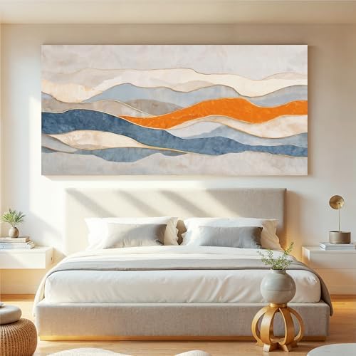 Large Blue And White Abstract Wall Art - Image 2