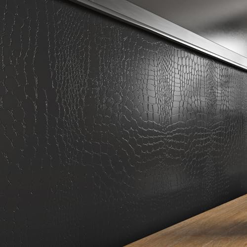 Livelynine Lavish Black Textured Wallpaper Peel and Stick Crocodile Wallpaper - Image 6