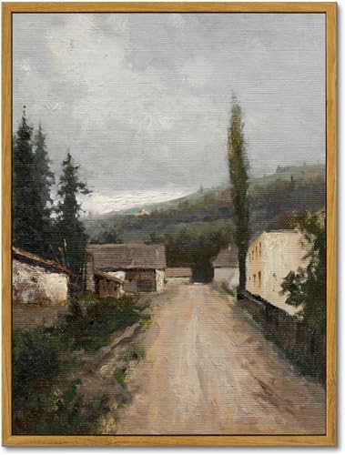KBKBART Framed Wall Art, Vintage European Village Country Canvas Art Prints by KBKBART
