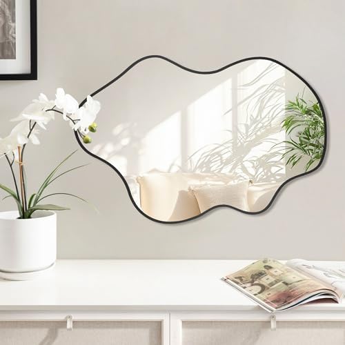 Black Asymmetrical Bathroom Mirror by DUQIMOWALLMIRRORS