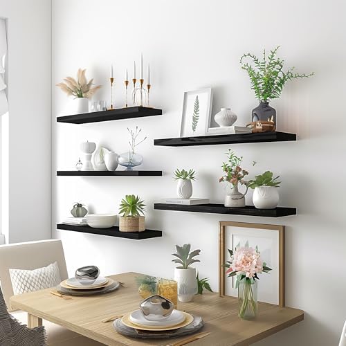 24 Inch Black Wood Floating Shelves - Image 3