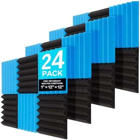 JBER 24 Pack Acoustic Panels Studio Foam Wedges Soundproof Padding by JBER