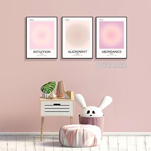 3 Piece Pink Gradient Aura Spiritual Canvas Wall Art Trippy Positive - Image 4