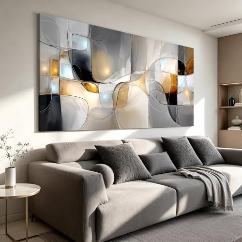 I@U Geometric Abstract Wall Art Decor Modern Gray White Wall Art Prints Canvas by IU