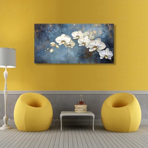 Abstract White Butterfly Orchid Canvas Wall Art - Image 5