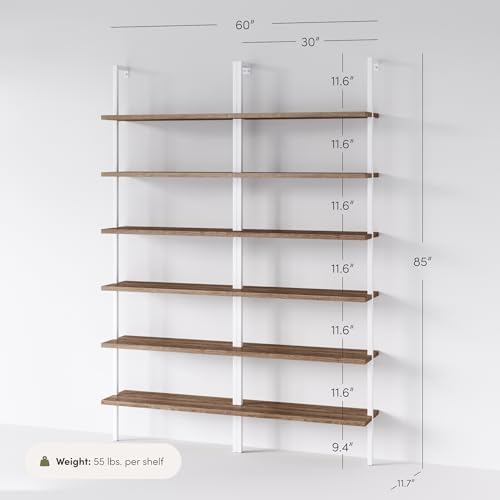 Nathan James Theo 6-Shelf Tall Bookcase, Wall Mount Bookshelf - Image 2