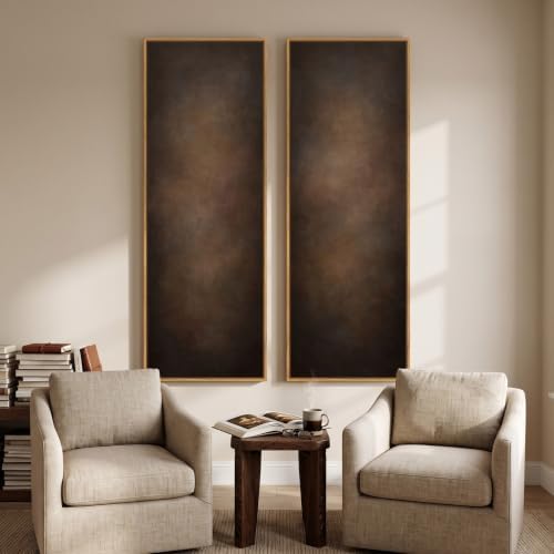 Large Framed Brown Abstract Vertical Wall Art Set - Image 5