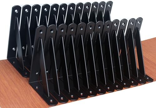 24 Pack L6 x H 4" Black Heavy Duty Shelf Brackets by MHMYDZ