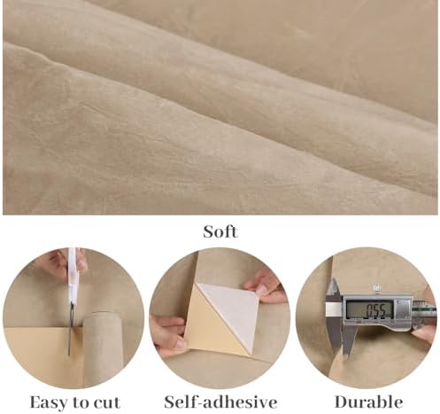 VaryPaper Light Beige Brown Crushed Velvet Wallpaper Peel and Stick 15.7"x78.7" - Image 5