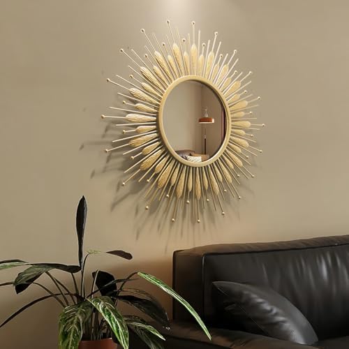 24" Sun Mirror Living Room Sunburst Gold Wall Mirror Flower Design - Image 6