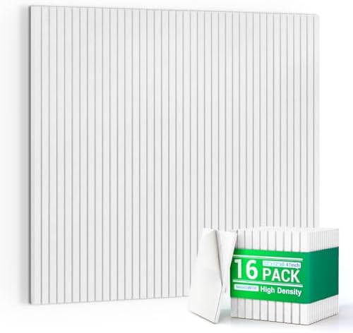 16 Pack Self-Adhesive Acoustic Wall Panels, 12x12 Inch-White by 100PolyesterAcousticPanel