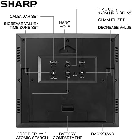 Sharp Atomic Digital Wall Clock, Indoor/Outdoor Temp Sensor - Image 4