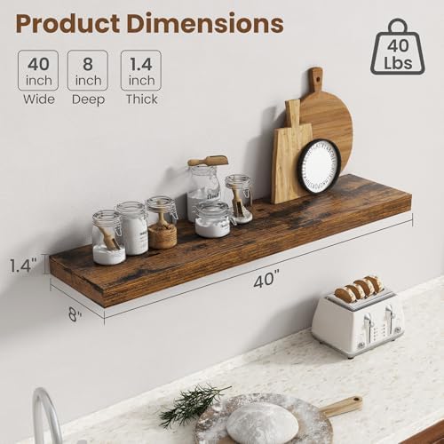 40 Inch Floating shelves for Wall, 8 Inch Deep, Invisible Brackets - Image 3