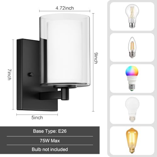 Kalium Wall Sconces Set of Two, Modern Matte Black Vanity Wall Lights - Image 3