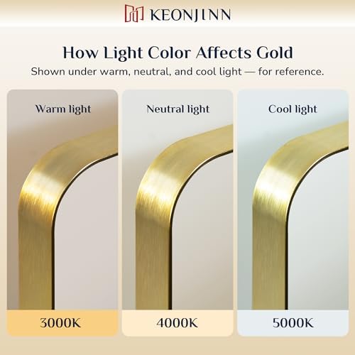 Keonjinn 24 x 30 Inch Gold Bathroom Mirrors - Image 4