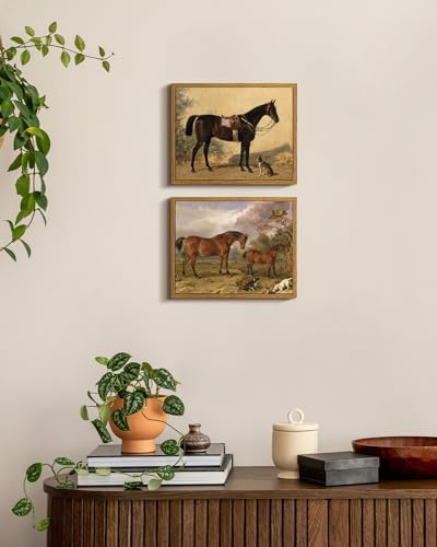 ARPEOTCY Framed Canvas Horse Wall Art, Horse and Dog Art Print - Image 3