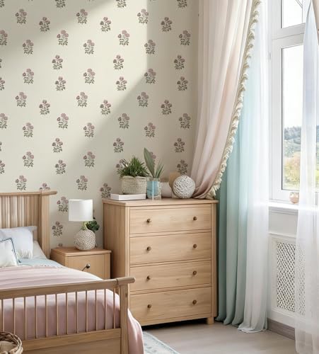 17.3" × 118.1" Vintage Floral Wallpaper Retro Rose Flower Contact Paper - Image 4