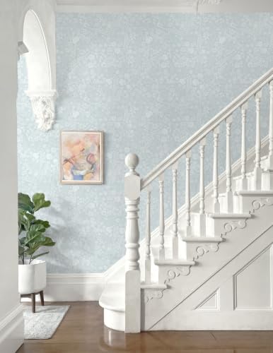 Guvana Blue and White Peel and Stick Wallpaper Floral Wallpaper Slef Adhesive - Image 6