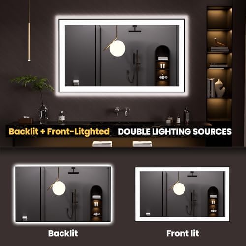 LOAAO 48"X30" LED Bathroom Mirror Black Framed - Image 5