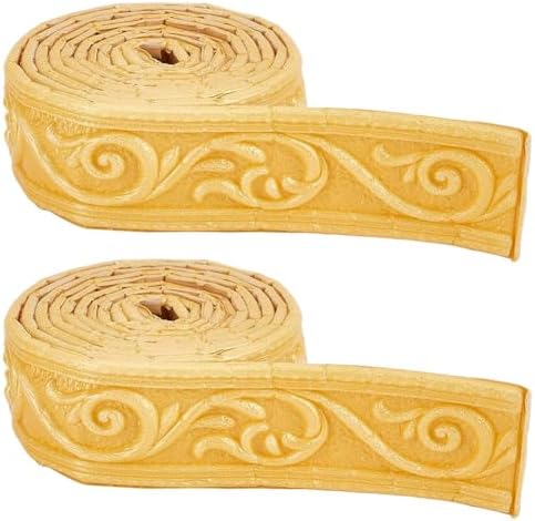 CRASPIRE 177x1.57In Molding Peel and Stick Wallpaper Border Retro Gold Wood by CRASPIRE