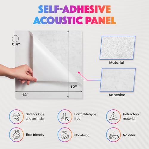 18 Pack Acoustic Panels Self Adhesive Sound absorbing Wall Panels, High Density - Image 6