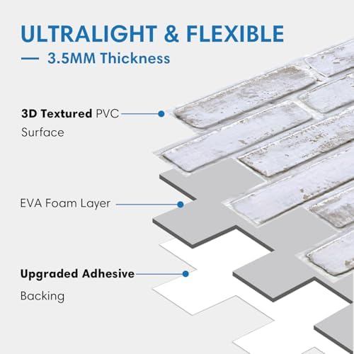 COMSTICKC 3D Faux Brick Wall Panels Peel and Stick - Image 4