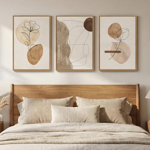 Framed Neutral Abstract Boho Modern Wall Art by Cuspin