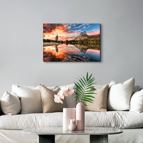 Nature Cathedral Lake Wall Art for Kitchen Wall Decor Mountain Forest Wall - Image 3