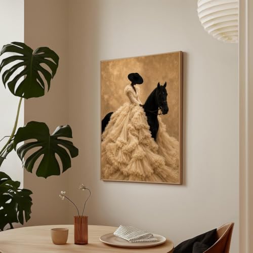 Black Woman Horse Riding Wall Art Elegant Bride Poster 16x24 Inch Unframed - Image 4
