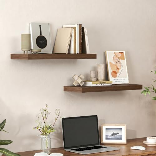 Heimlove Floating Shelves 23.6" W x 9.3" D Walnut Set of 2 - Image 6