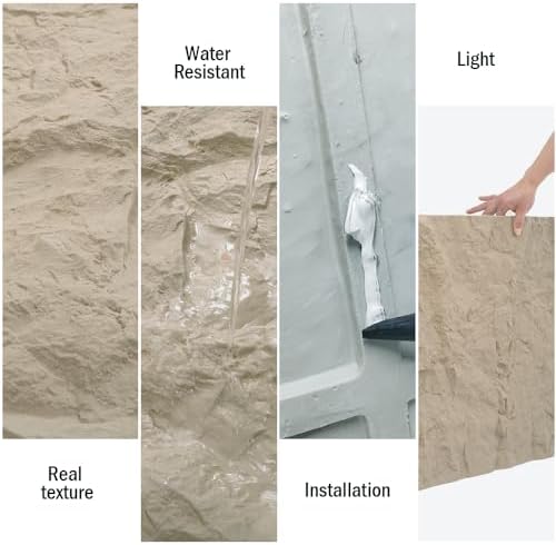 4-Pack 3D Faux Stone Wall Panels Rock Wall Panel Stone Yellow - Image 5