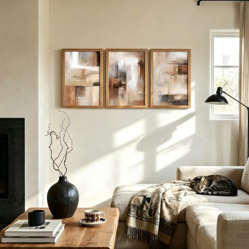 LYYGLYY 3Pcs Wood Framed Brown and Black Canvas Wall Art 16x24 Inches - Image 3