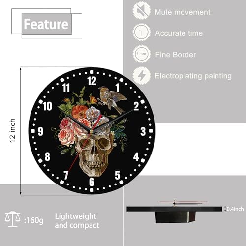 SPUNKER Halloween Wall Clocks, Gothic Skull Wall Clocks - Image 2