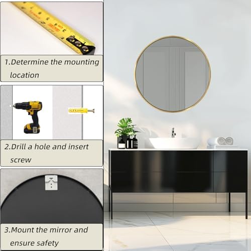Round Bathroom Mirror, Circle Mirror, 1 Pack - Image 4