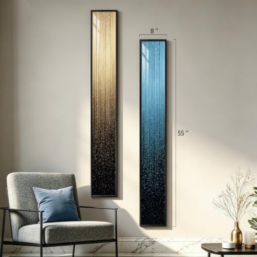 Framed Long Narrow Vertical Abstract Line 2 Piece Wall Art - Image 2