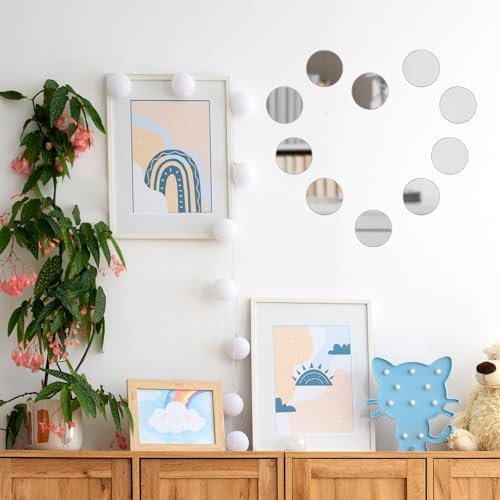 Trinkrittey 20pcs Mini Acrylic Round Mirror Tiles, 3in Self-Adhesive, Classic - Image 6